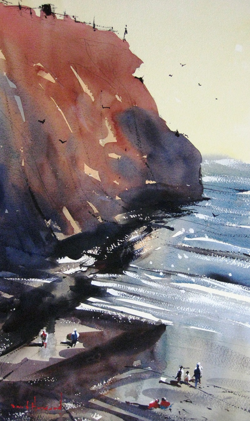 David Heywood Sandy Bay - Exmouth Original Watercolour 